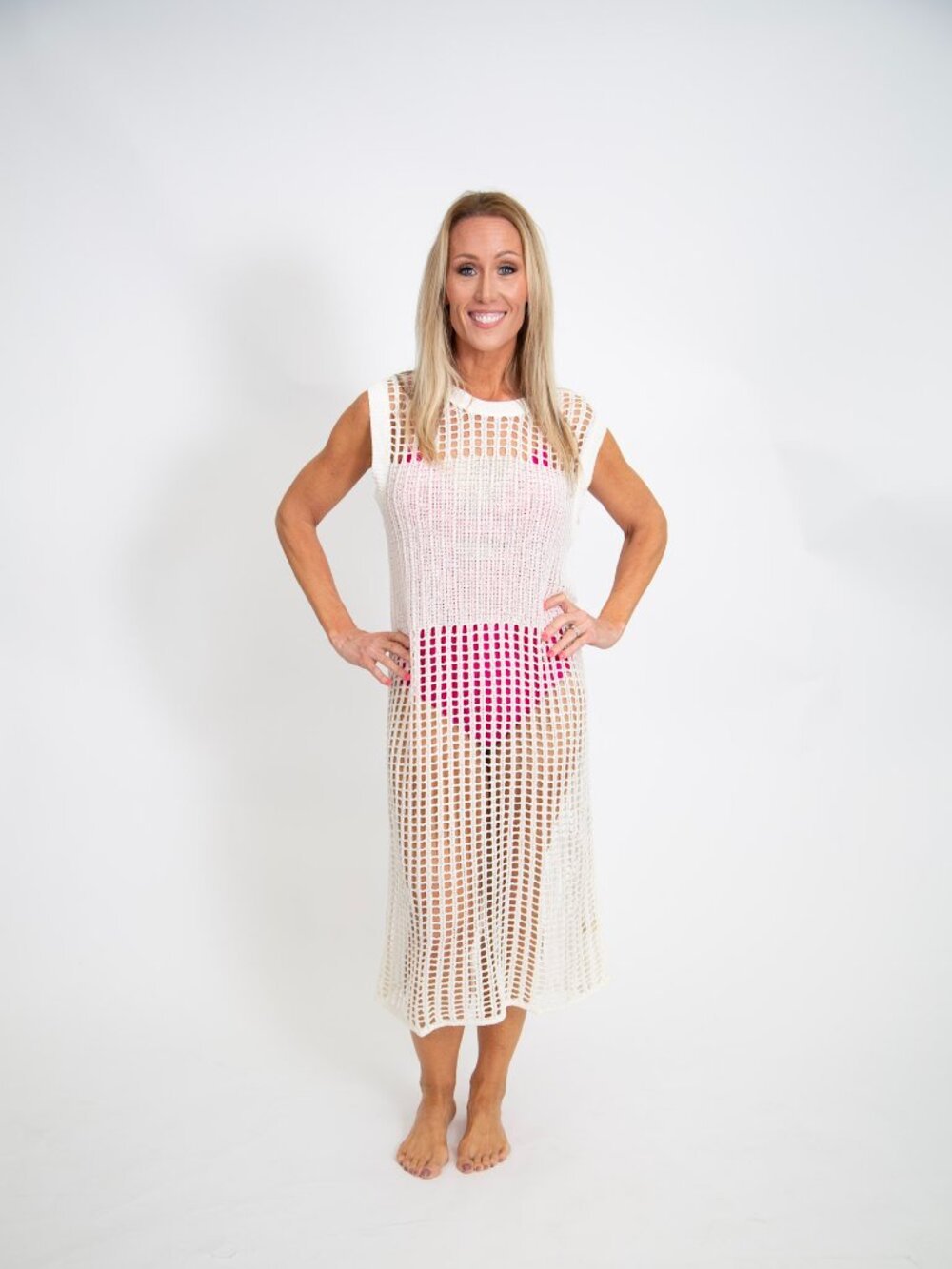 Crochet Knit Hollow Out Maxi Dress | Ivory